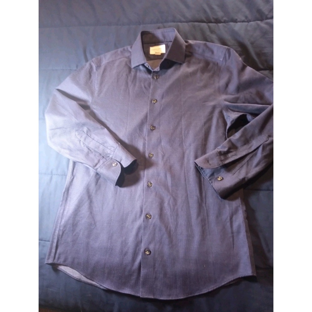 Charles Tyrwhitt Slim Fit Non-Iron Dress Shirt 15.5/32 Long Sleeve Blue